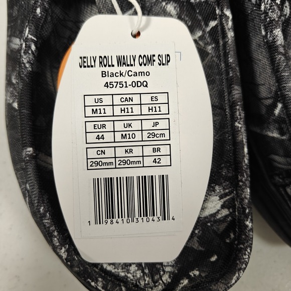 Hey Dude x Jelly Roll Wally Realtree Edge Camo Men\'s 11 Black Slip On Shoes NWT